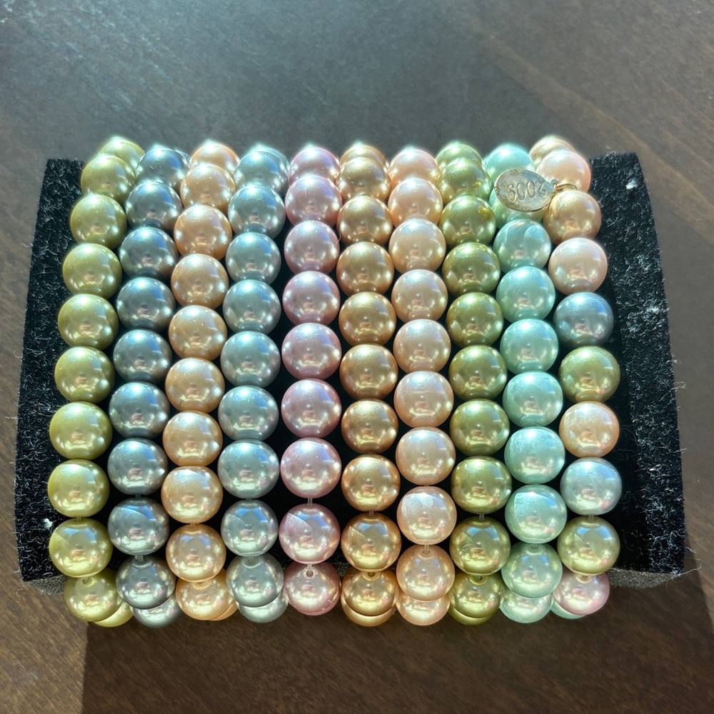 Kenneth Jay Lane Pastel Pearl Bracelets Set of Ten